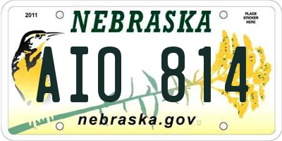NE license plate AIO814