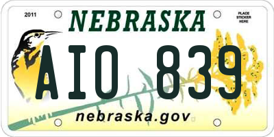 NE license plate AIO839