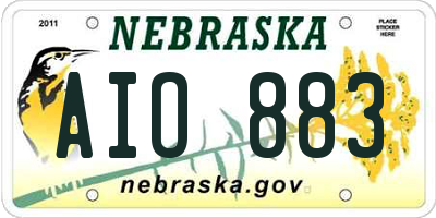 NE license plate AIO883