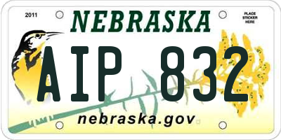 NE license plate AIP832