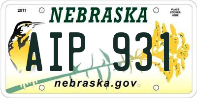 NE license plate AIP931