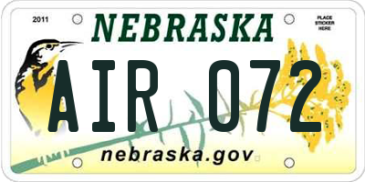 NE license plate AIR072