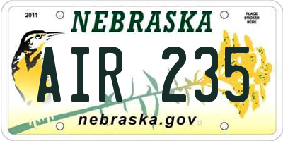 NE license plate AIR235