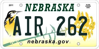 NE license plate AIR262