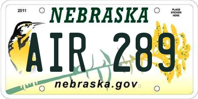NE license plate AIR289