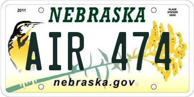 NE license plate AIR474