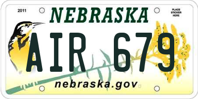 NE license plate AIR679
