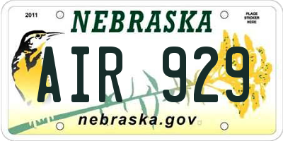 NE license plate AIR929
