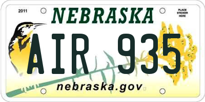 NE license plate AIR935