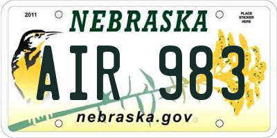 NE license plate AIR983