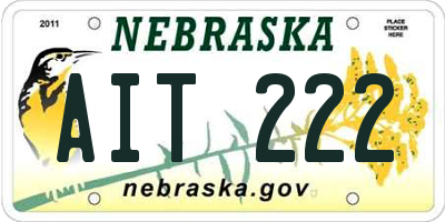 NE license plate AIT222