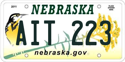 NE license plate AIT223