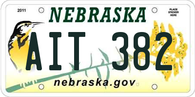 NE license plate AIT382