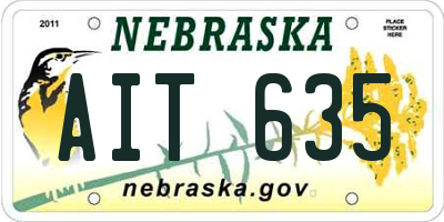 NE license plate AIT635