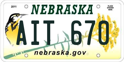 NE license plate AIT670