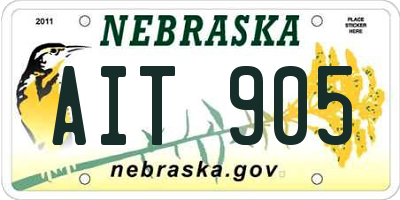 NE license plate AIT905