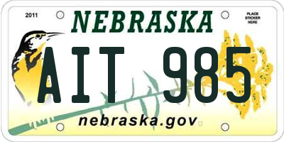NE license plate AIT985