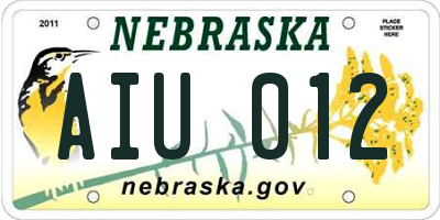 NE license plate AIU012