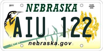 NE license plate AIU122