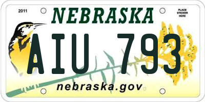 NE license plate AIU793