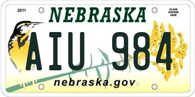 NE license plate AIU984
