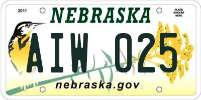 NE license plate AIW025