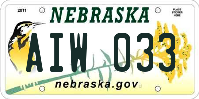 NE license plate AIW033