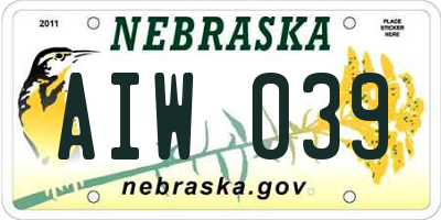NE license plate AIW039