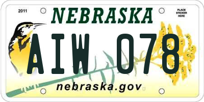 NE license plate AIW078