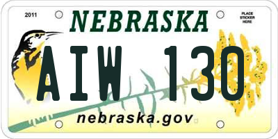 NE license plate AIW130