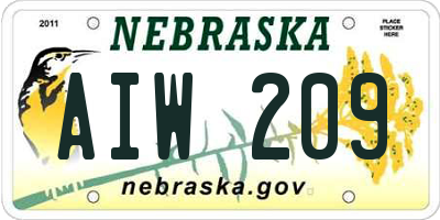 NE license plate AIW209