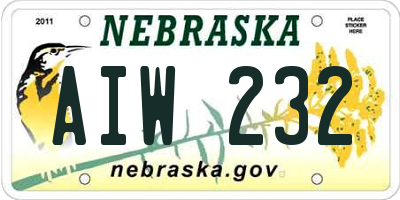 NE license plate AIW232
