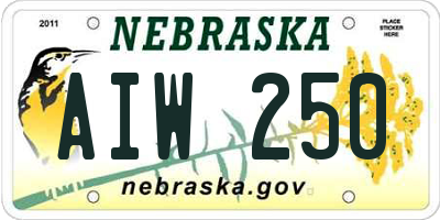 NE license plate AIW250
