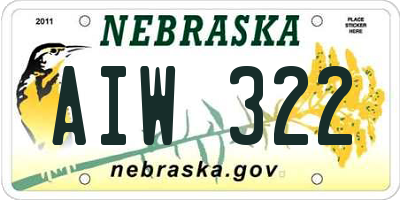 NE license plate AIW322