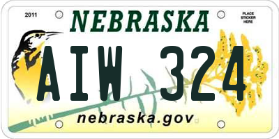 NE license plate AIW324