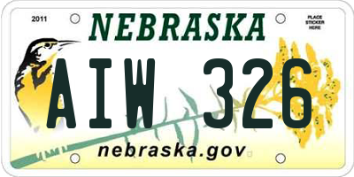 NE license plate AIW326