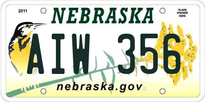 NE license plate AIW356