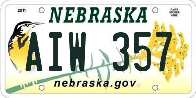 NE license plate AIW357