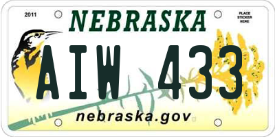 NE license plate AIW433