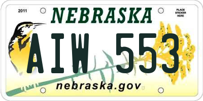 NE license plate AIW553