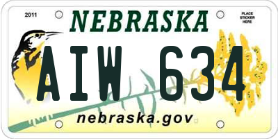 NE license plate AIW634