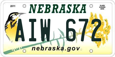 NE license plate AIW672