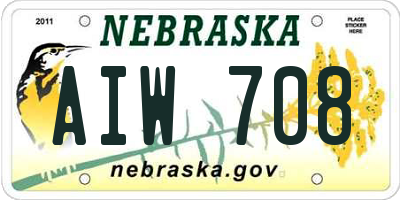 NE license plate AIW708