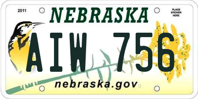 NE license plate AIW756