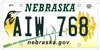 NE license plate AIW768