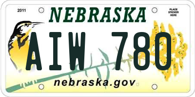 NE license plate AIW780