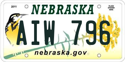 NE license plate AIW796