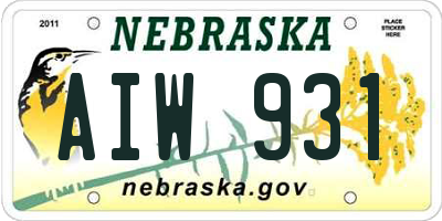NE license plate AIW931