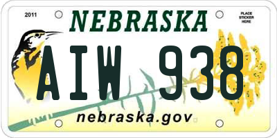 NE license plate AIW938