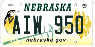 NE license plate AIW950